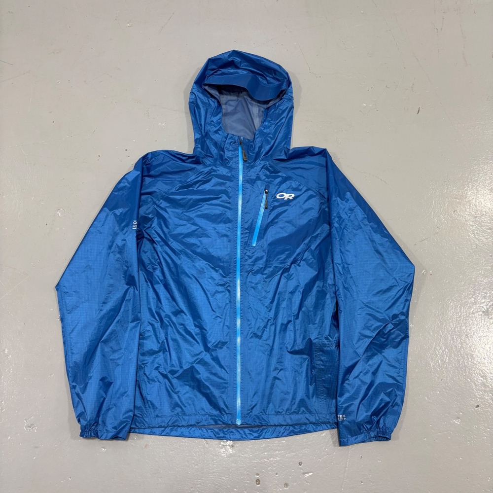 Outdoor Research Helium II Jacket Mens Medium Blue Pertex Shield Rain Shell
